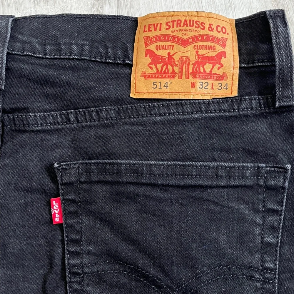 Levi’s‎ 514 Straight Fit Black Jeans Mens 32x34 Stretch Denim Classic 00514-0730